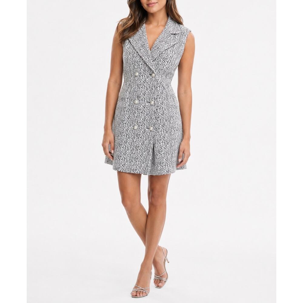 Karl Lagerfeld Blazer Dress Size 16 NWT Sleeveless Jacquard Pearl